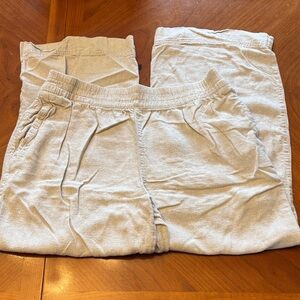 Old Navy Light Beige Linen High-Waisted Wide Leg Pants